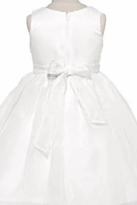Beaded Organza & Satin Flower Girl Dress with Cape Tea-Length Wedding Dress