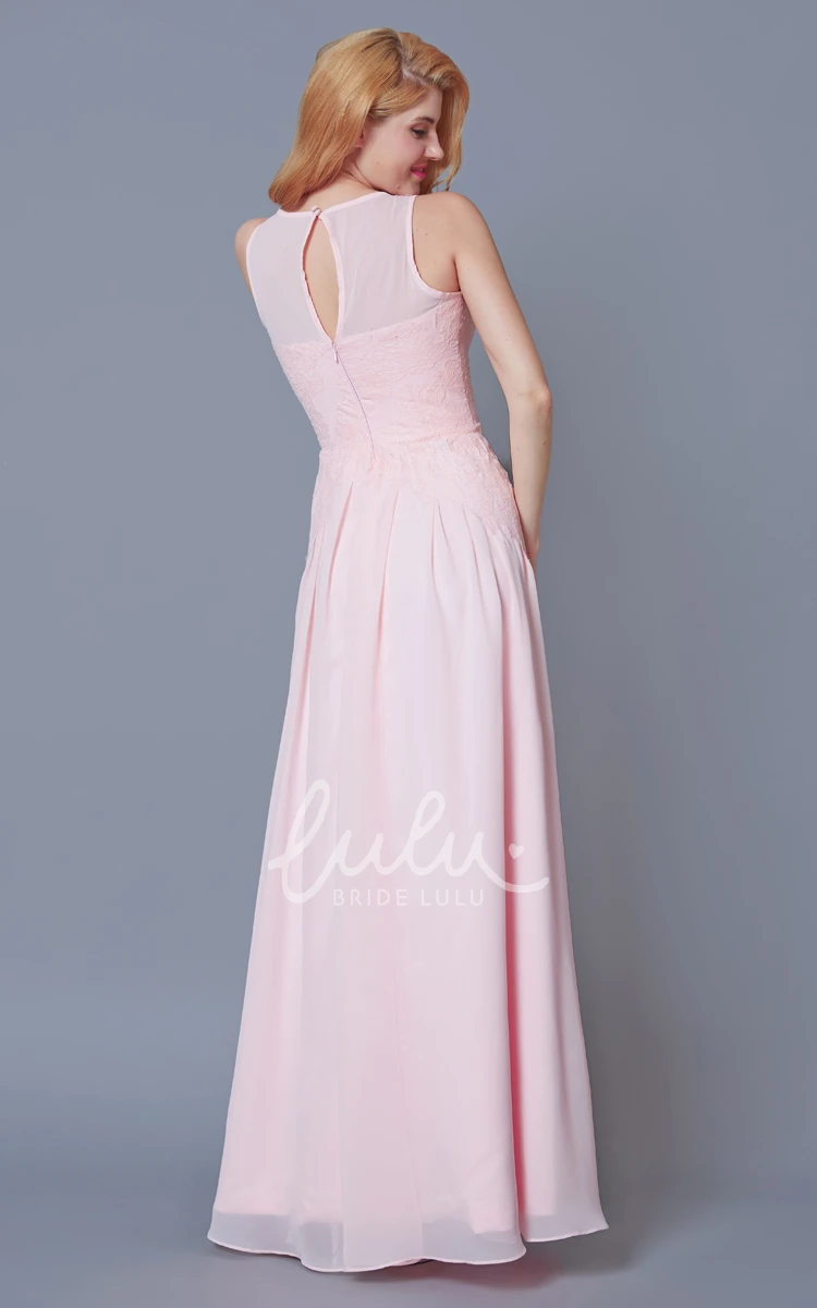 High Neck Pleated Chiffon Bridesmaid Dress A-line Bridesmaid Dress