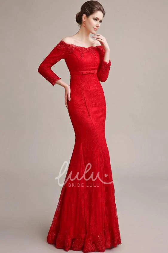 Off-The-Shoulder Mermaid Lace Dress with Long Sleeves