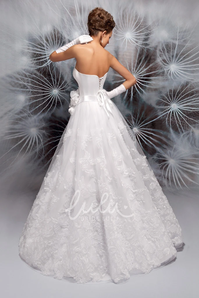 Off-The-Shoulder A-Line Tulle Wedding Dress with Floral Sleeves