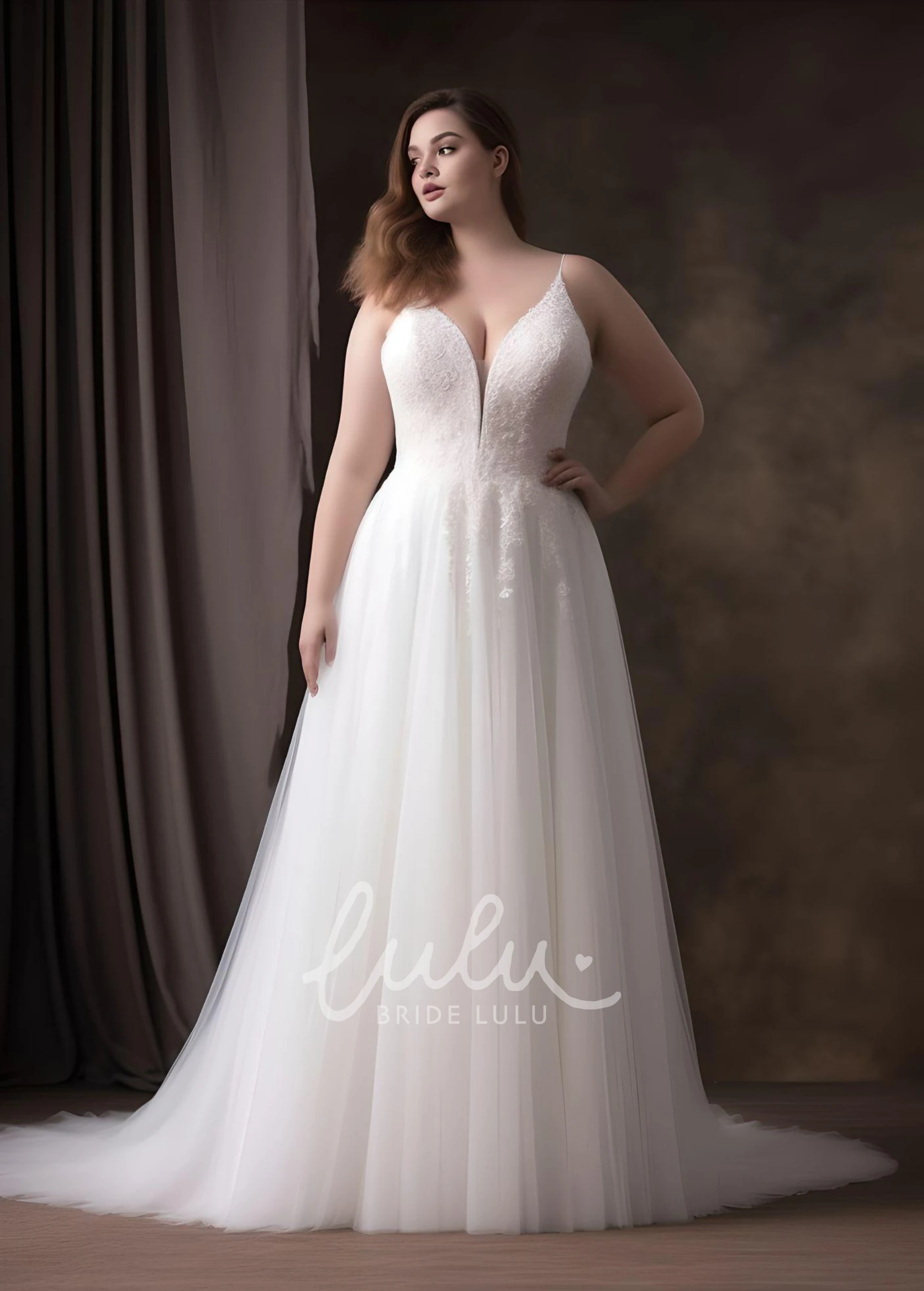 Plus Size A-Line Tulle Wedding Dress Elegant Country Garden Boho