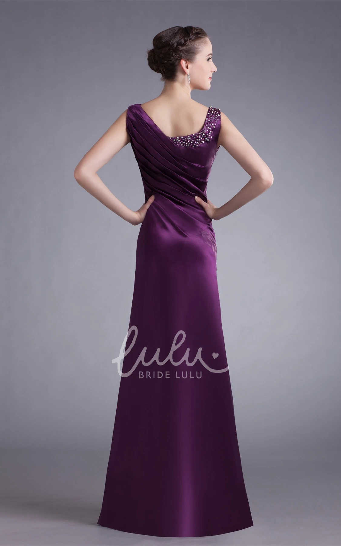 Sleeveless Satin Sheath Formal Gown Elegant Prom Dress