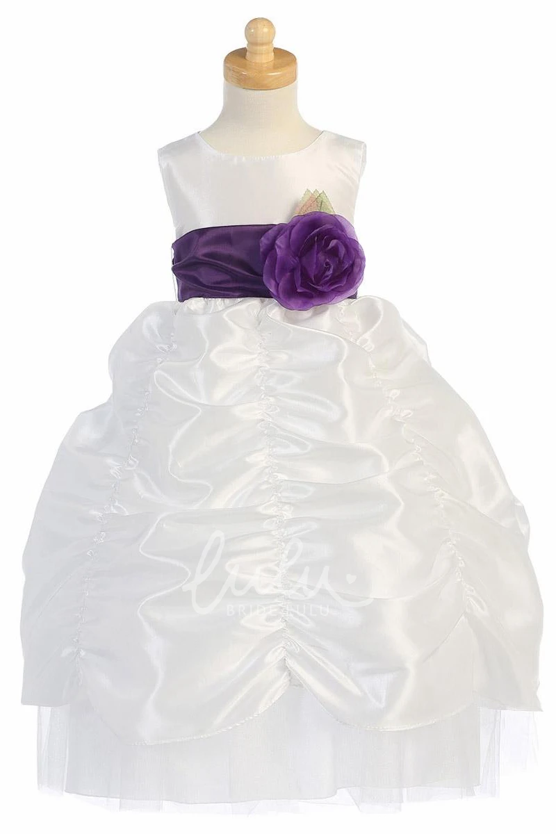 Tulle&Taffeta Flower Girl Dress with Layers of Ruffles