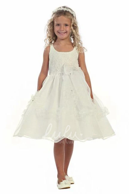 Organza Split-Front Beaded Flower Girl Dress with Ribbon Modern Dress