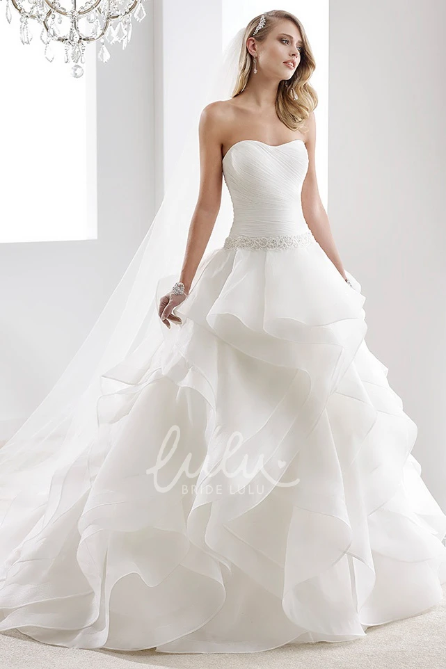 Sheath Mermaid Wedding Dress with Beaded Design Illusion-Neck & Brush Train