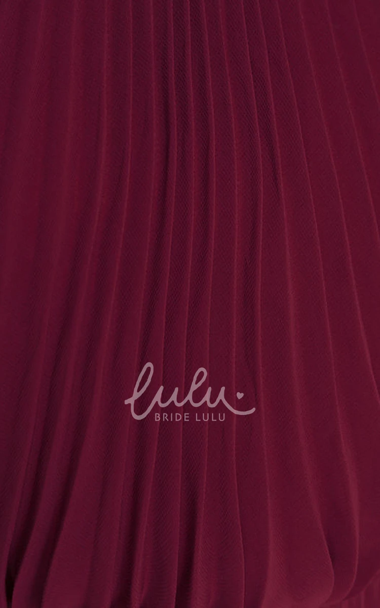 Pleated Chiffon Dress Long Sleeveless & Charming