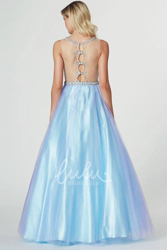 High Neck Sleeveless Ruched A-Line Tulle Prom Dress