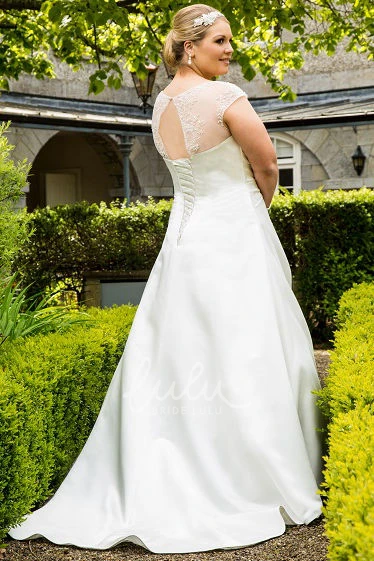 Beaded Cap Sleeve Taffeta Wedding Dress With Lace Up and Keyhole Elegant Beaded Cap Sleeve