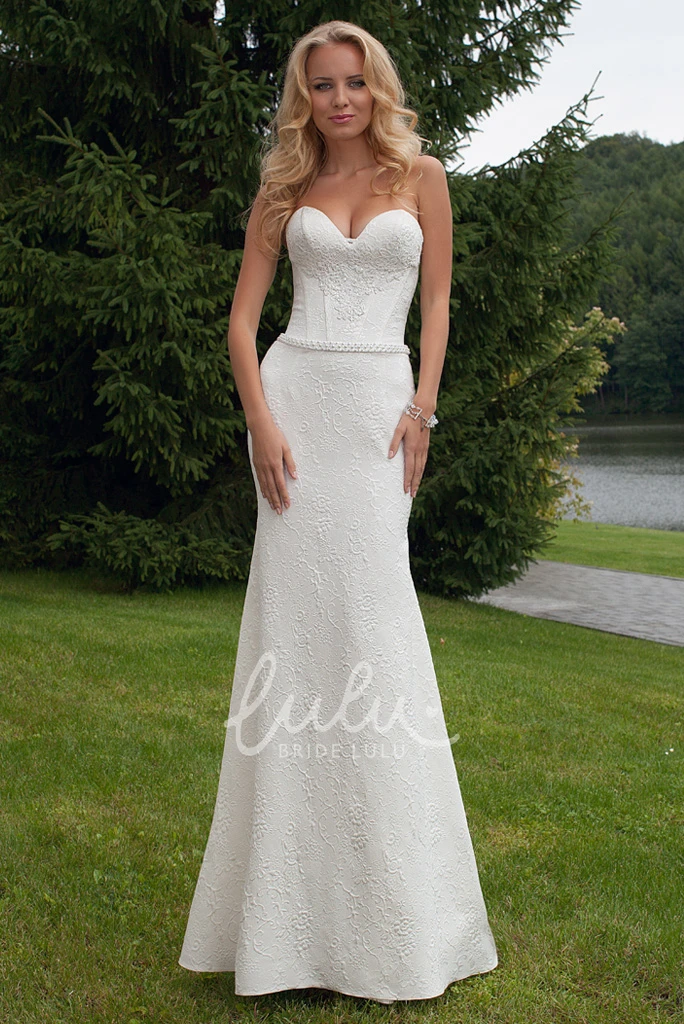 Sweetheart Lace Wedding Dress with Jewellery Appliqued Sleeveless