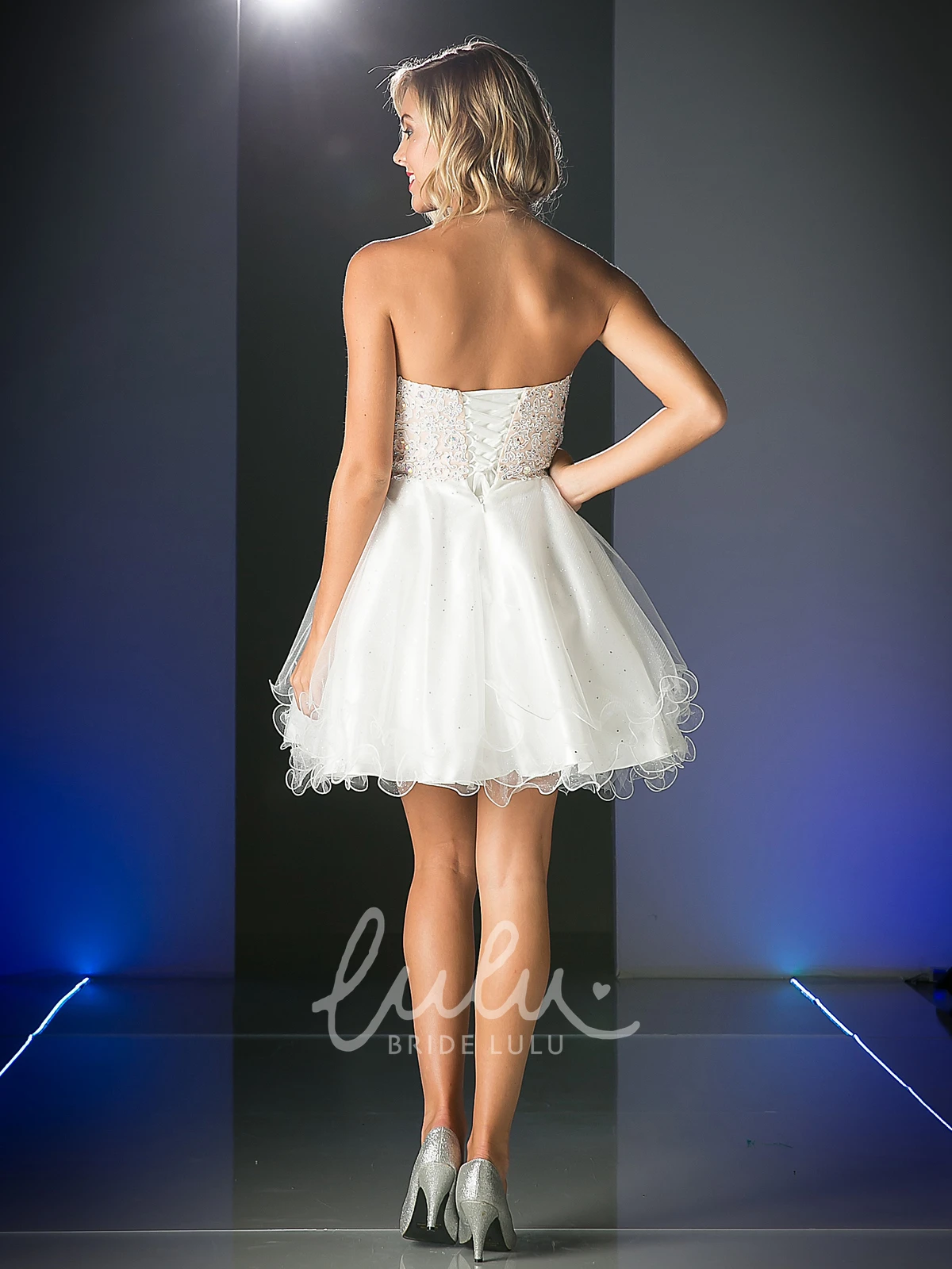 A-Line Backless Short Dress with Beading and Ruffles Bridesmaid Dress