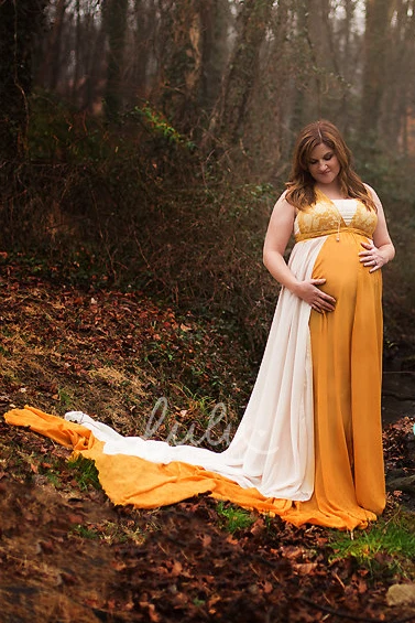 A-Line Maternity Bridesmaid Dress with Court Train and Sleeveless Design