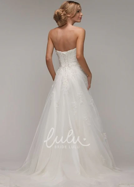 Beaded A-Line Sweetheart Tulle Wedding Dress with Criss-Cross and Lace-Up