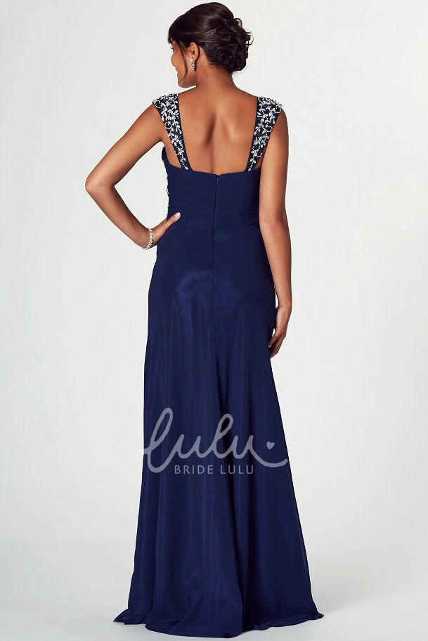 Chiffon Prom Dress with Maxi Length and Draped Straps