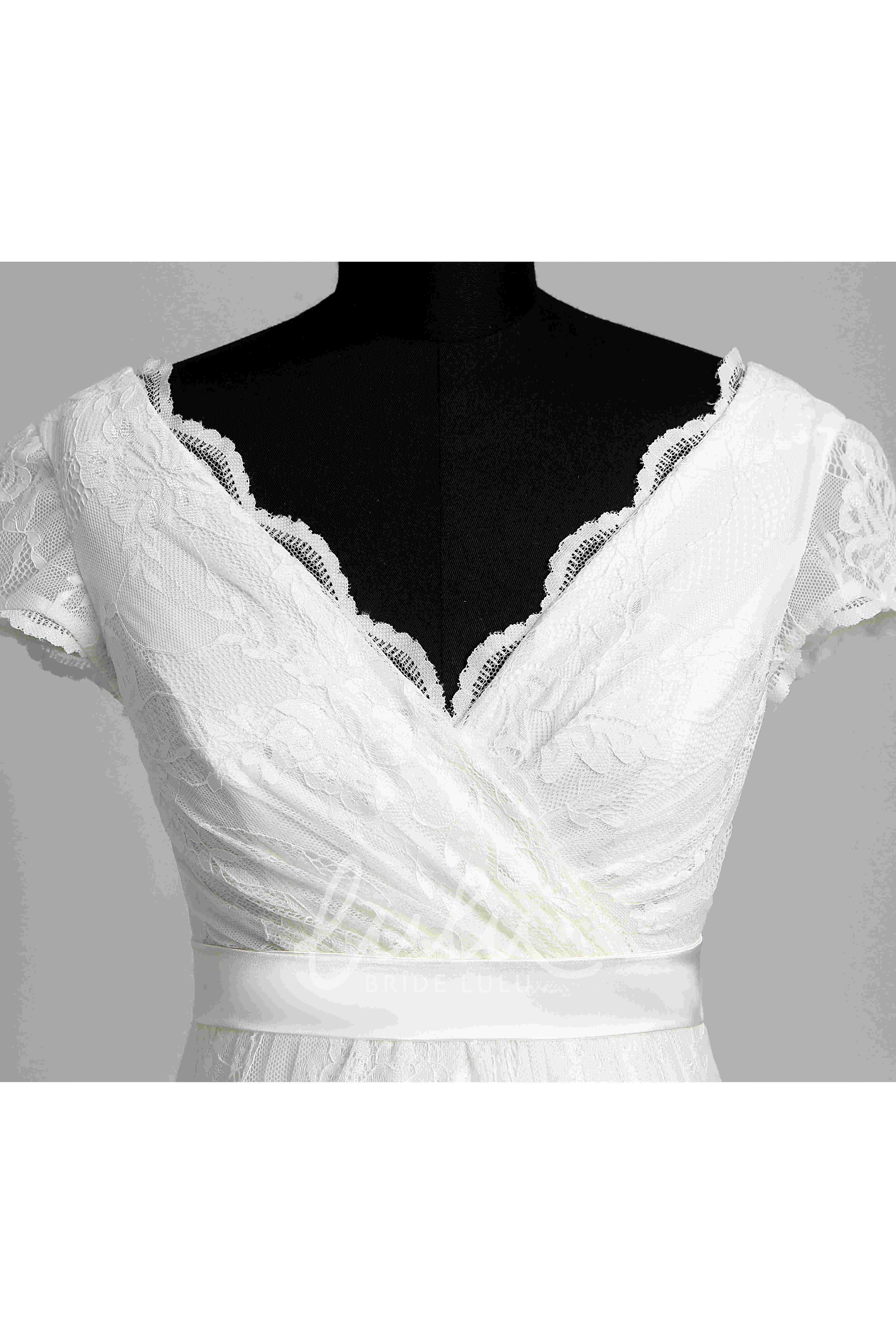 Beach Maternity Wedding Dress with Bow Sash Ribbon and A-Line Floor-Length Silhouette