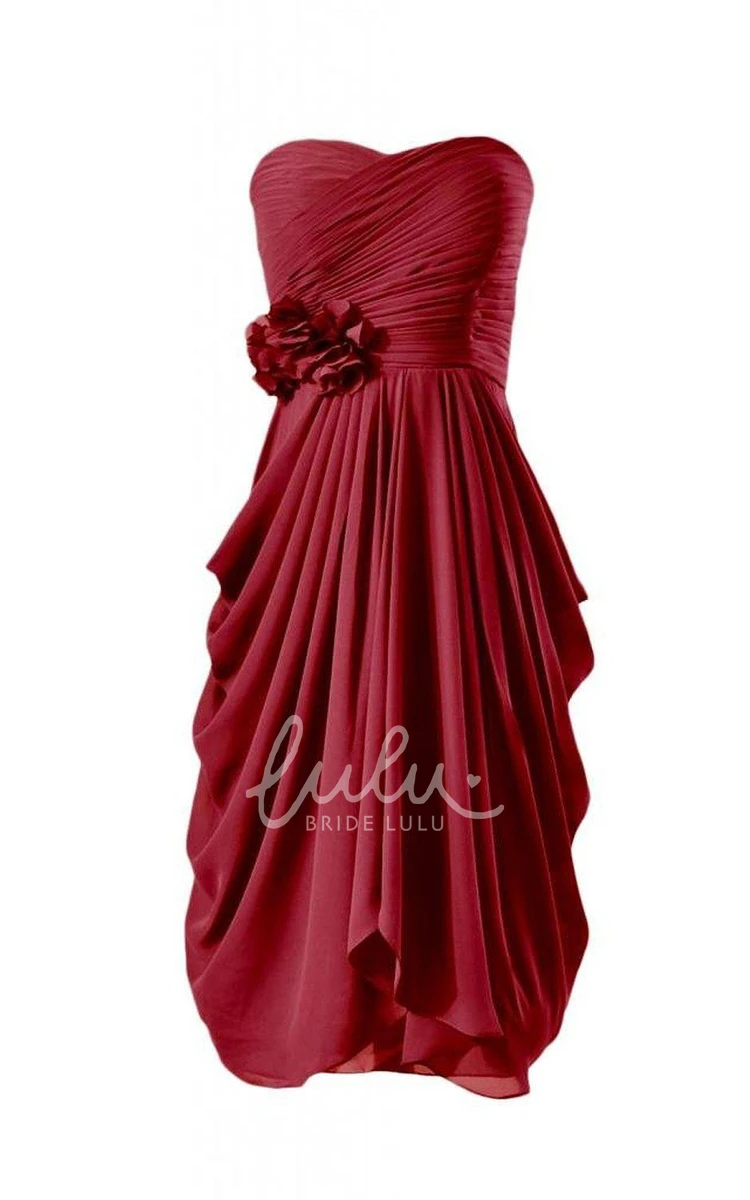 Modern Elegant Short Sweetheart Neckline A-Line Ruched Prom Dress with Flower
