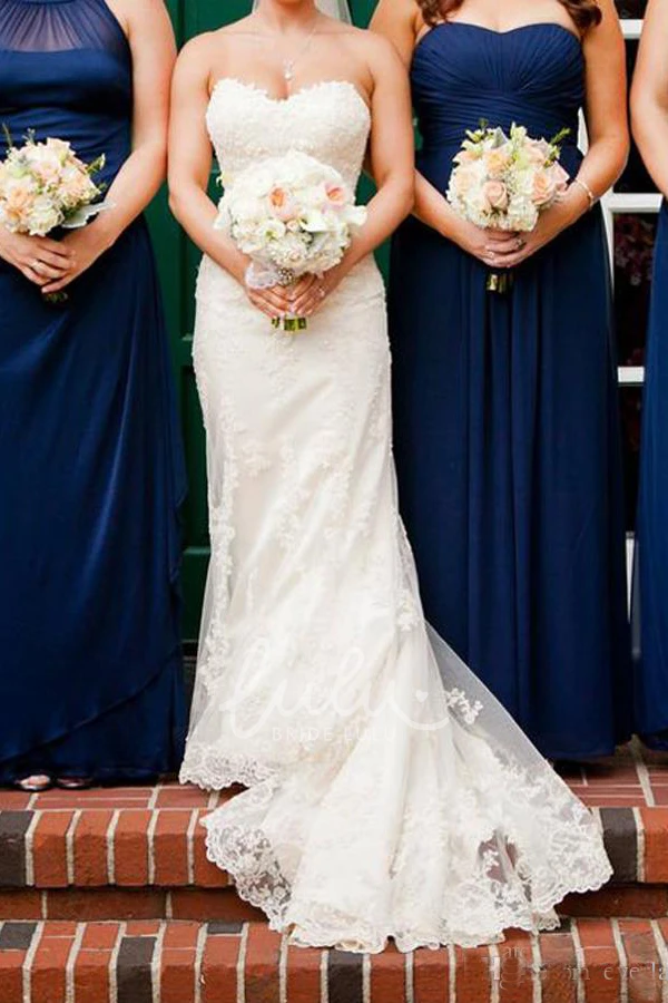 Sweetheart Lace Sheath Wedding Dress Backless Style