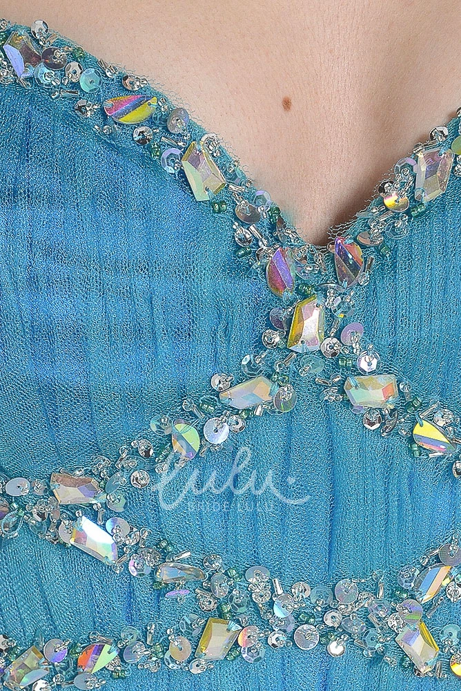 Sheath Tulle Sleeveless Prom Dress Beaded Sweetheart