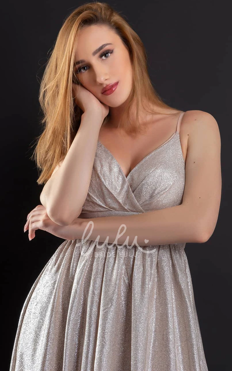 Spaghetti Sequin Open Back Evening Dress Sexy A-line Dress