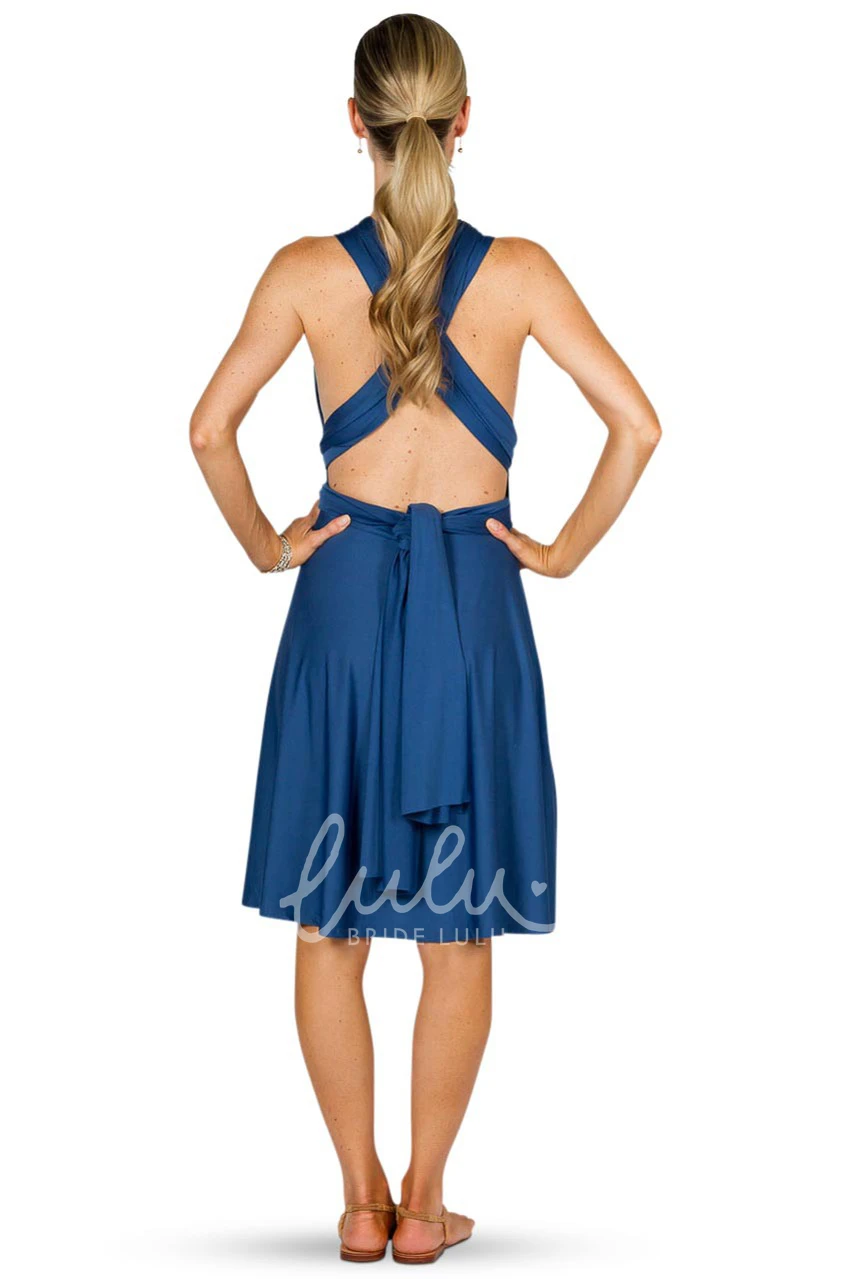 Knee-Length Sleeveless Chiffon Bridesmaid Dress with Ruching and Straps Flowy Bridesmaid Dress