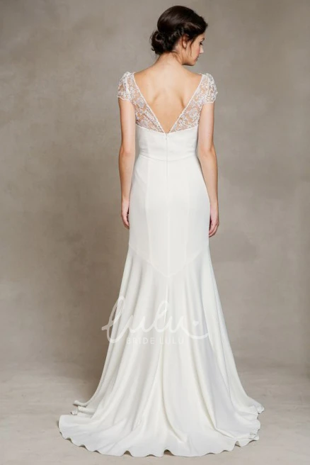 Cap-Sleeve Satin Floor-Length Wedding Dress Timeless Bridal Gown