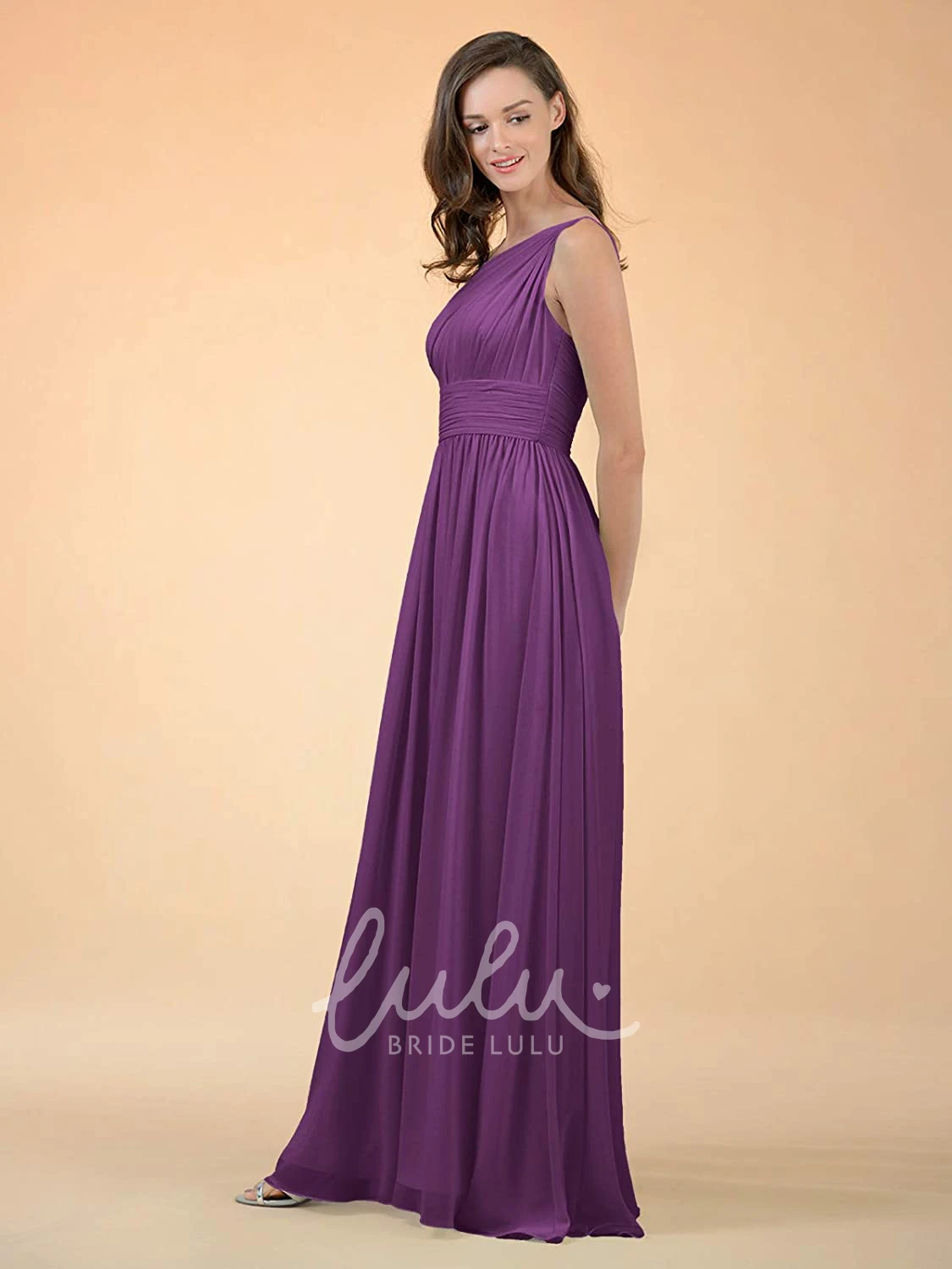 Chiffon One-Shoulder A-Line Bridesmaid Dress with Ruching Simple & Elegant