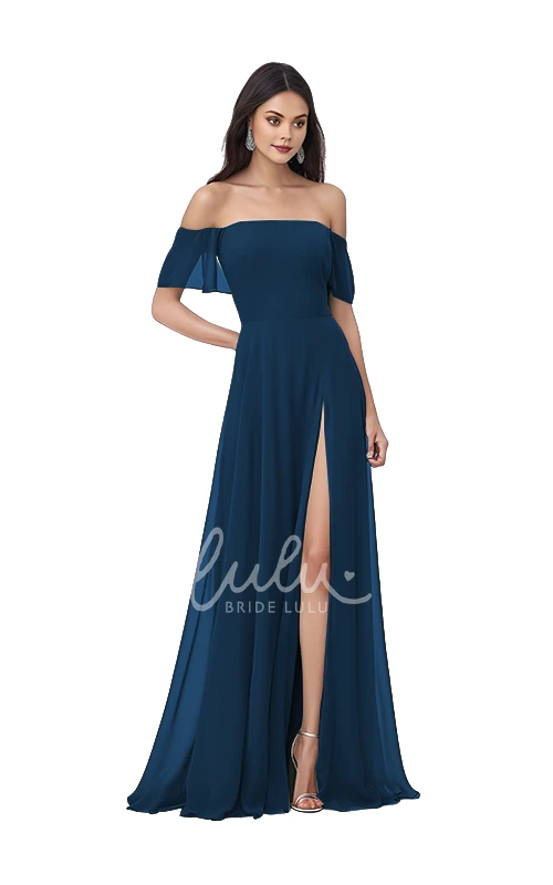 Chiffon Bohemian Bridesmaid Dress with Split Front A-Line & Flowy
