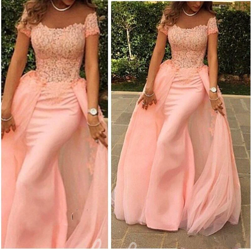 Off-the-shoulder Mermaid Tulle Lace Evening Dress Modern Women's Formal Wear