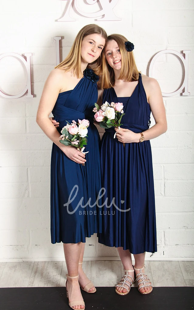 Tea-length A Line Jersey Bridesmaid Dress Sexy & Classy
