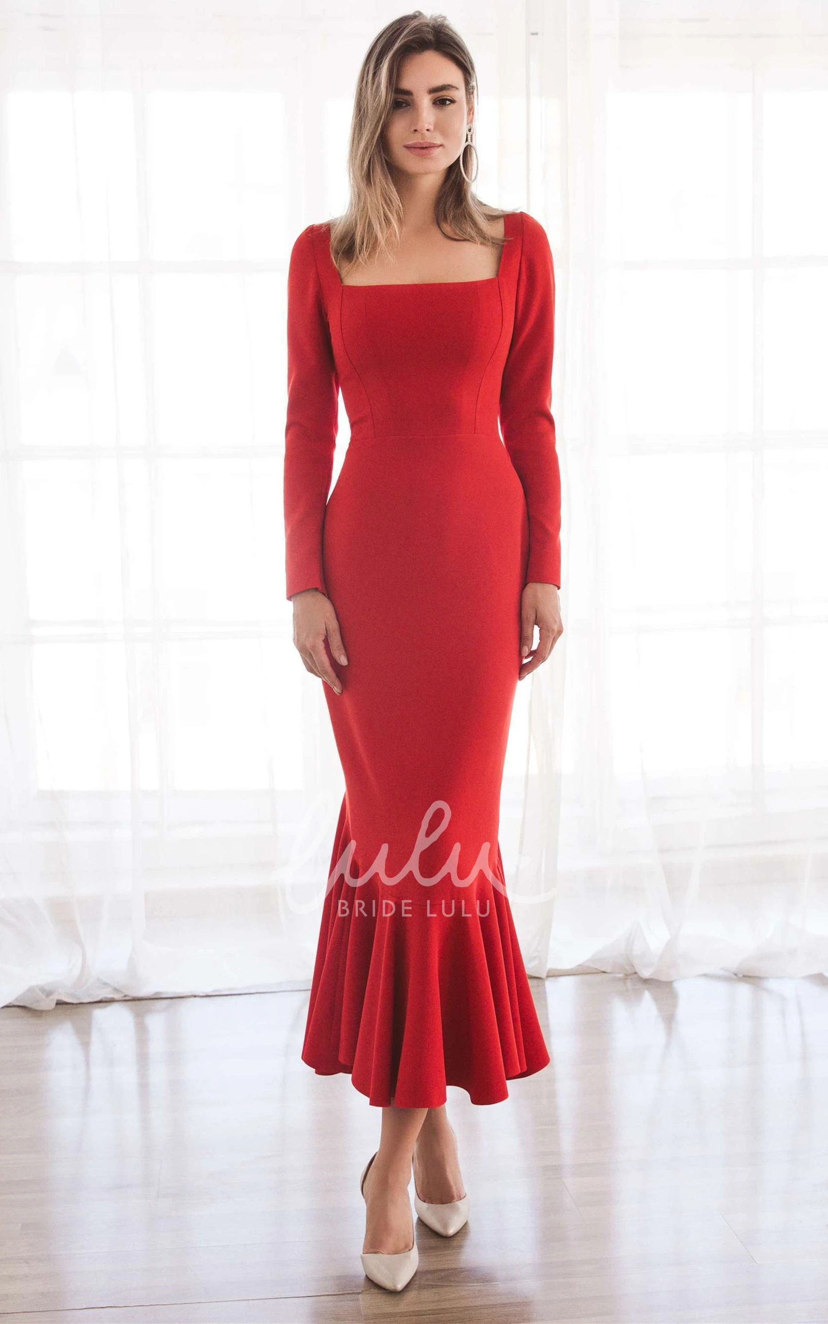 Mermaid Satin Square Neck Prom Dress with Ruching Gorgeous