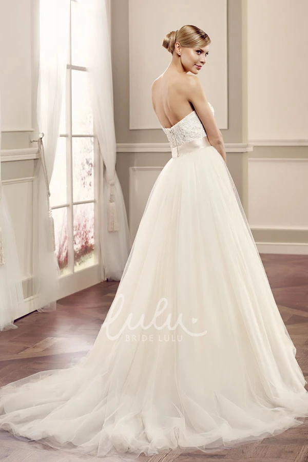 A-Line Tulle Strapless Wedding Dress with Jewellery