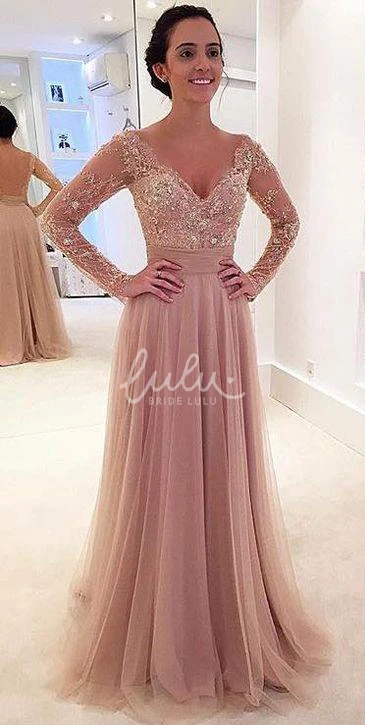 Long Sleeve Lace Appliques Evening Dress Elegant Women's Formal Dress Modern Tulle Detachable