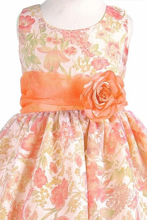 Organza Floral Flower Girl Dress Tea-Length