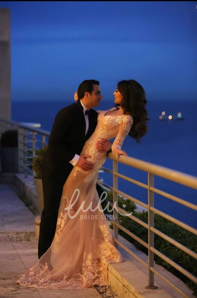 Long Sleeve Lace Appliques Mermaid Evening Dress Sweep Train 2025