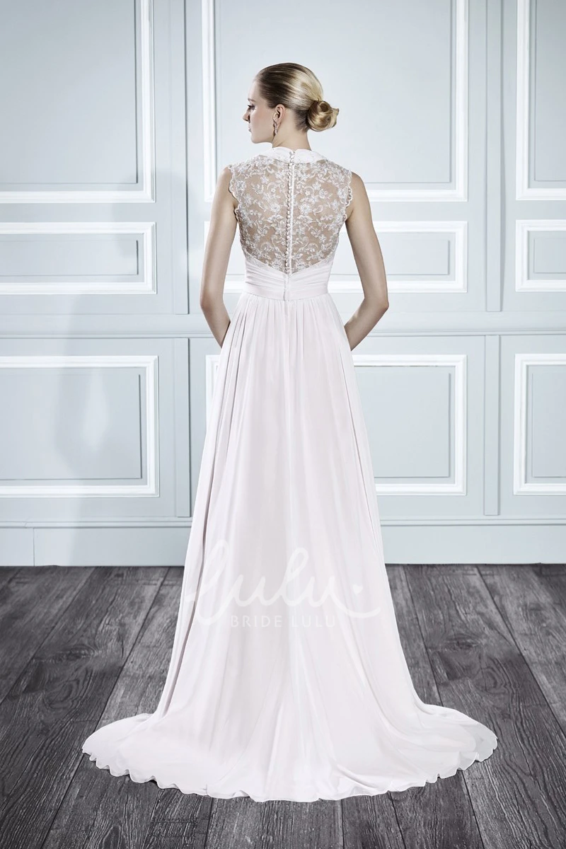 Long Trumpet Satin Wedding Dress with Ruching and V-Back