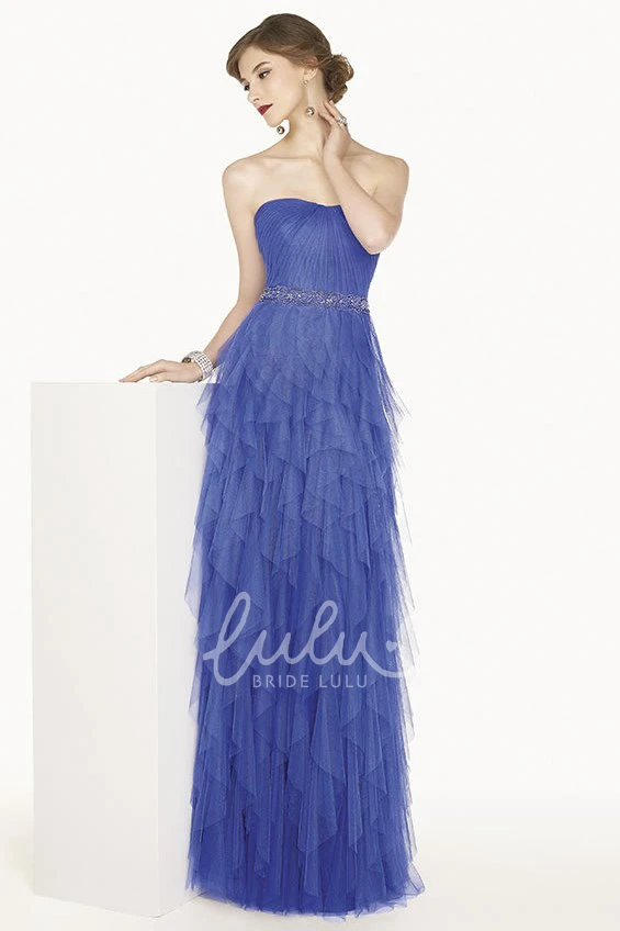 Crystal Waist Strapless Prom Dress with Tiered Tulle Skirt
