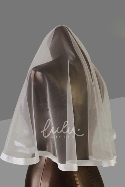Fingertip Satin Edge Tulle Wedding Veil Short & Simple