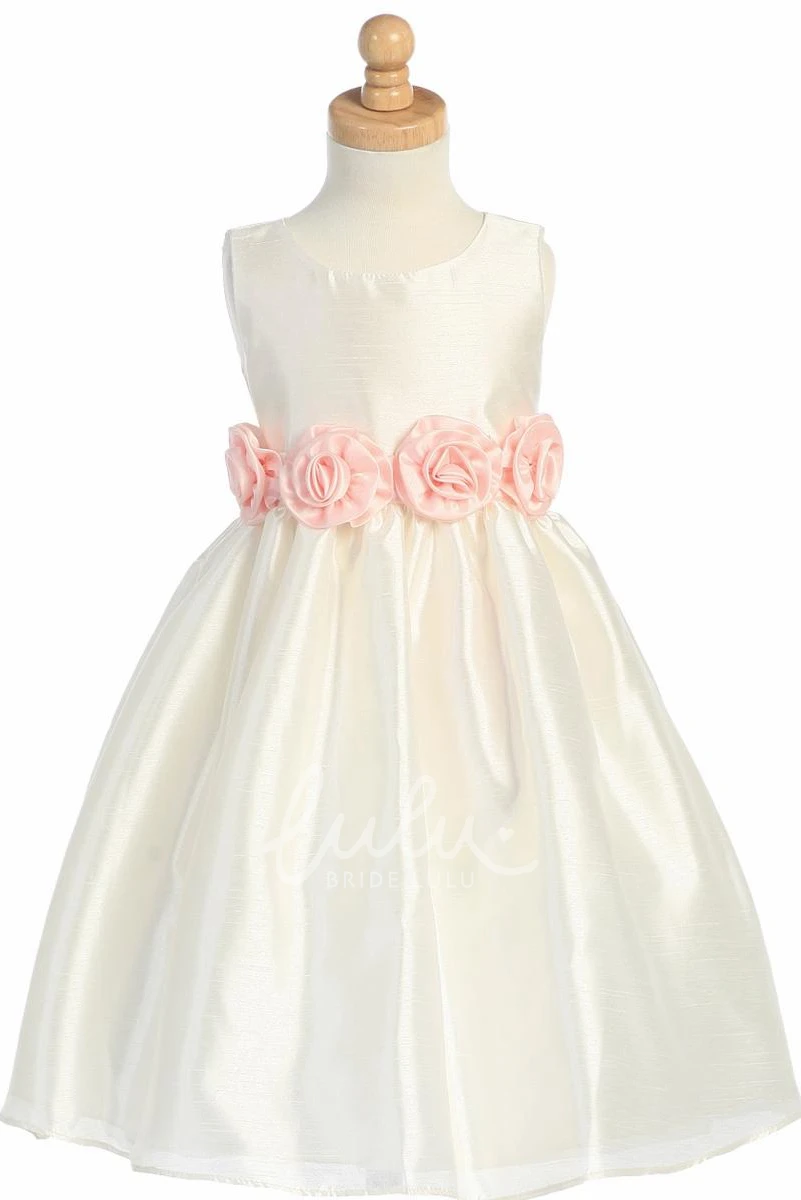 Tiered Organza Flower Girl Dress Tea-Length Prom Dress