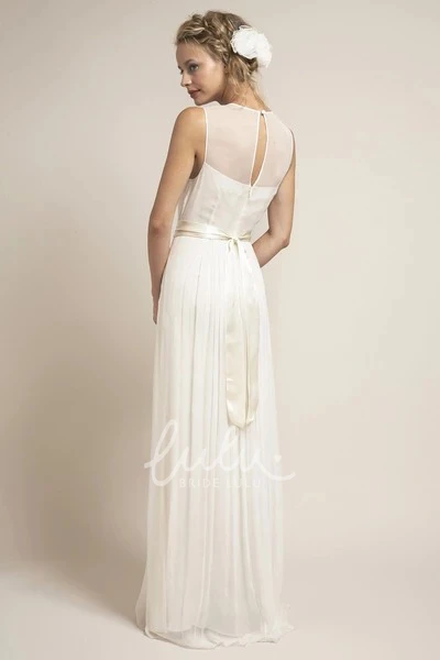Tulle Sleeveless Bridal Gown with Keyhole and Sash