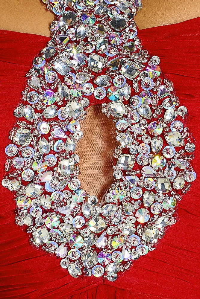 Floor-Length Chiffon Prom Dress with A-Line Silhouette and Beaded Pleats