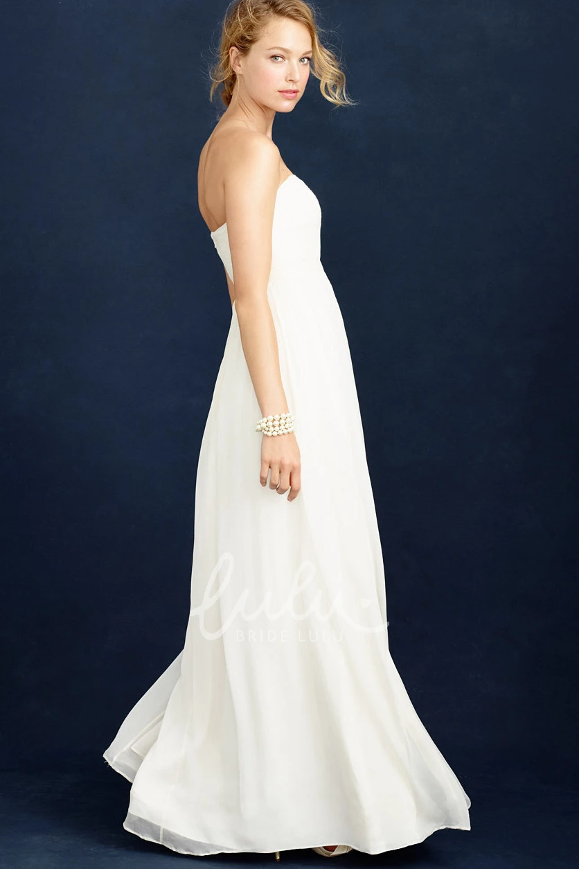 A-Line Empire Ruched Notched Long Wedding Dress Timeless Bridal Gown