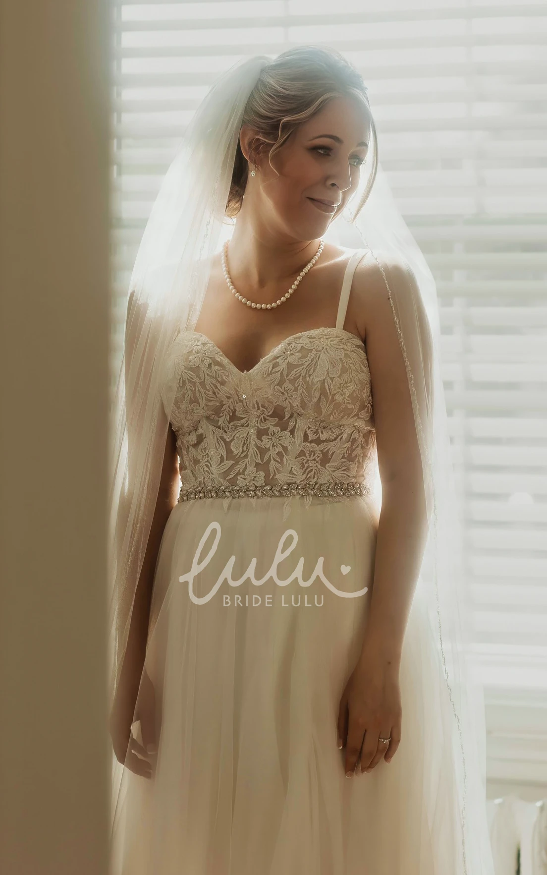 Modest Spaghetti A-Line Tulle Sleeveless Straps Open Back Country Wedding Dress