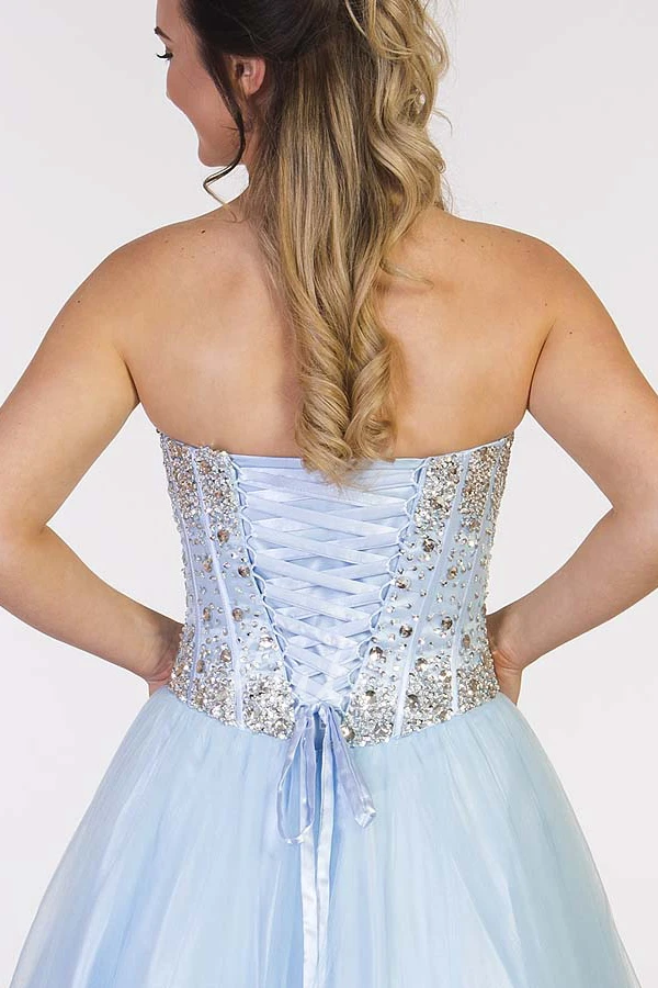 Sleeveless Beaded A-Line Tulle Prom Dress Maxi Length