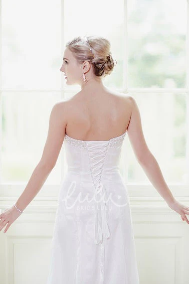 Satin&Tulle Draped A-Line Wedding Dress with Beading and Corset Back