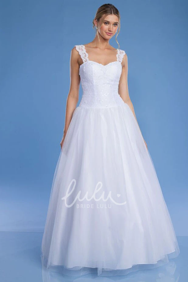 Lace A-Line Floor-Length Satin Wedding Dress Timeless Wedding Dress