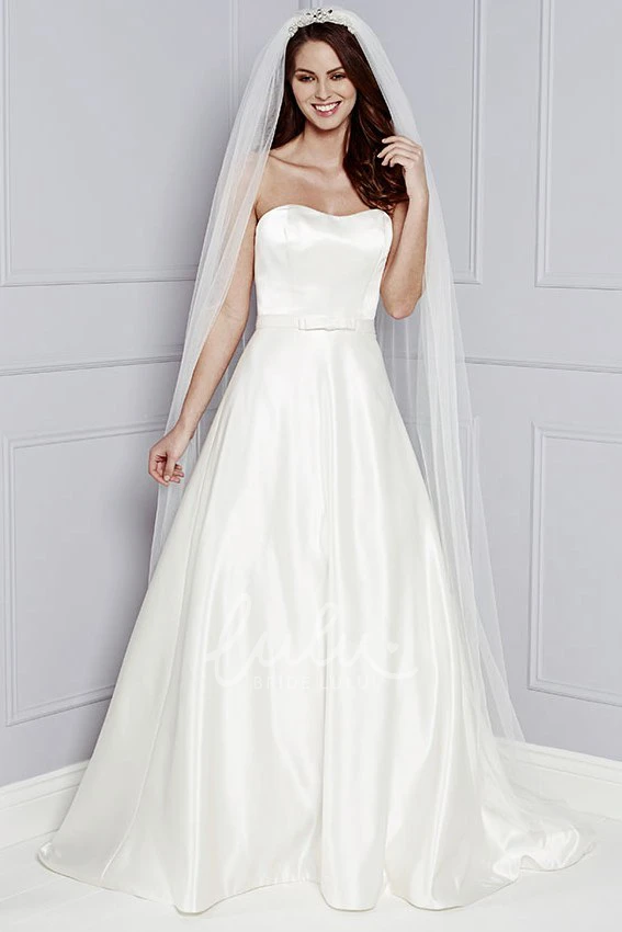 Satin Strapless A-Line Wedding Dress Maxi Length