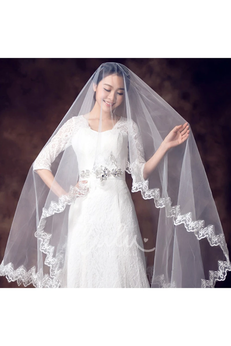 Soft Tulle Wedding Veil Lace Edge & Simple Style