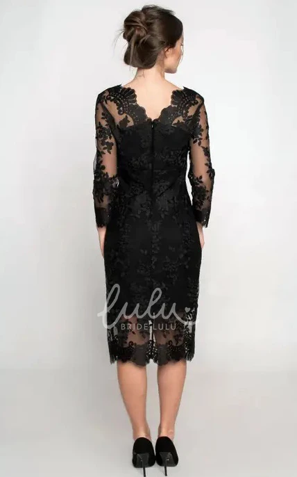 Lace 3/4 Sleeve Knee-length Pencil Cocktail Dress with Split Front Sexy & Classy