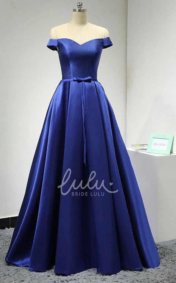 Satin Off-Shoulder Bridesmaid Dress Elegant Floor-Length Gown