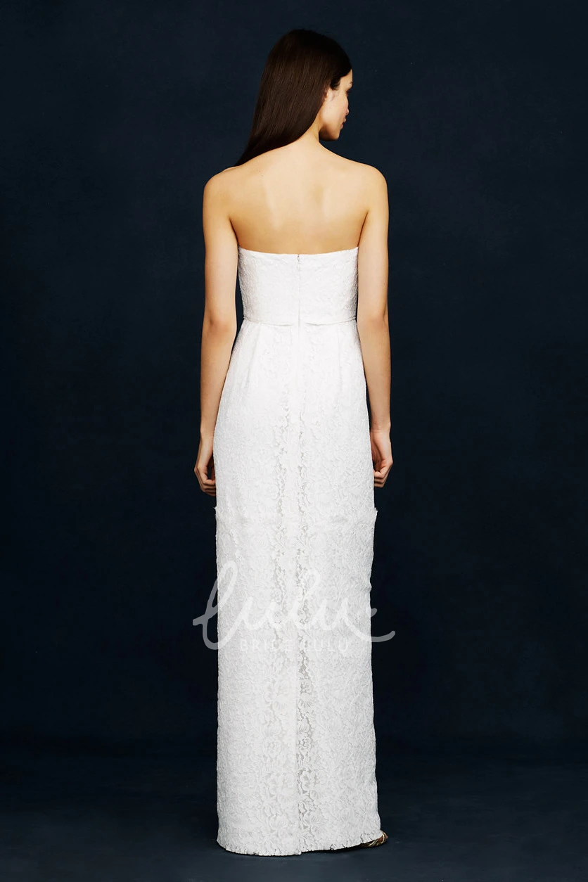 Strapless Lace Sheath Wedding Dress Romantic Bridal Gown