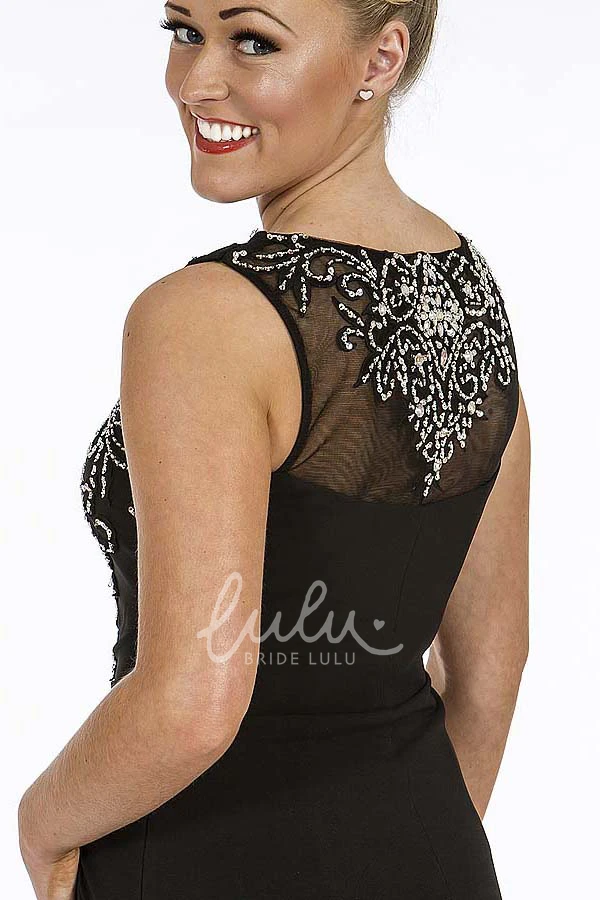 Sleeveless Beaded Scoop Long Chiffon Prom Dress Flowy Beaded Chiffon Prom Dress with Scoop Neckline